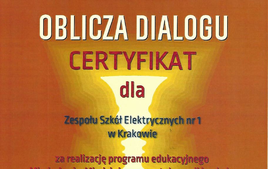 Certyfikat „Oblicza dialogu”